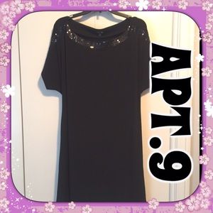 APT.9 Black Short Dress Coverup with Belt .